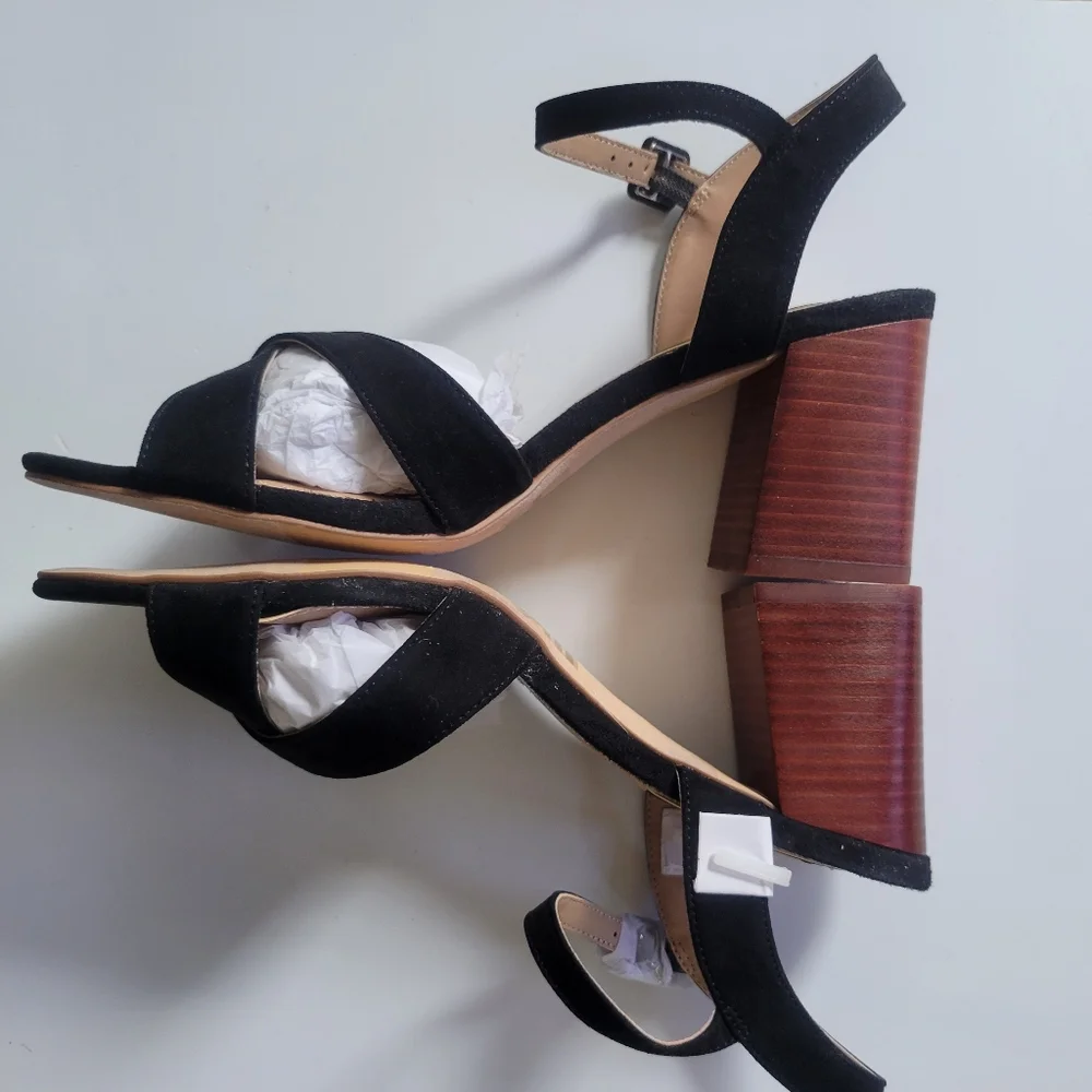 Kensie Exalia Black Suede Block Heel‎ Sandals – Women's Size 9